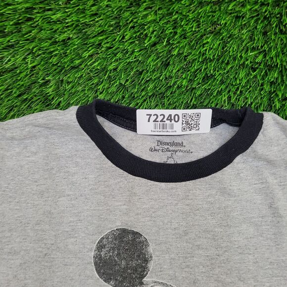 Disney Mickey-Mouse Ringer Shirt Womens Large 22x26 Gray - Picture 9 of 13